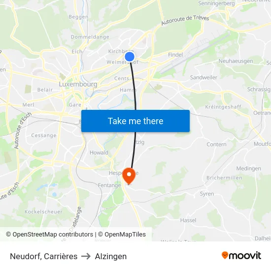 Neudorf, Carrières to Alzingen map