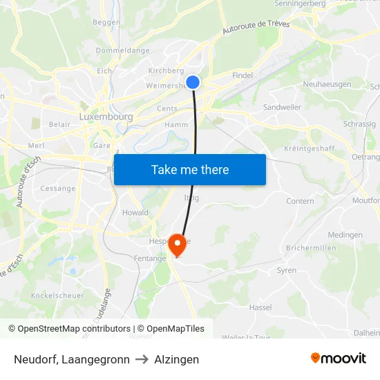 Neudorf, Laangegronn to Alzingen map