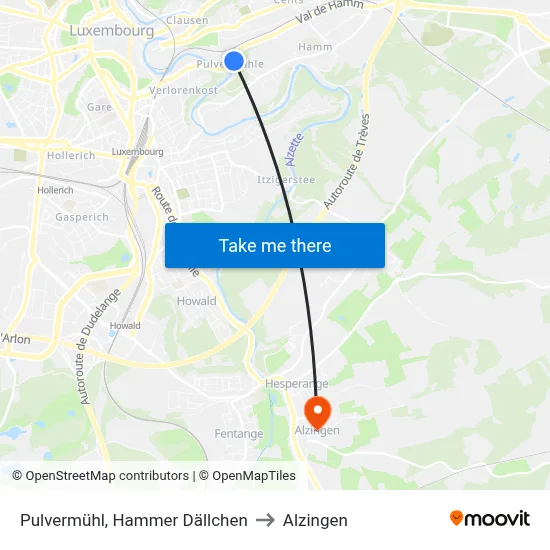 Pulvermühl, Hammer Dällchen to Alzingen map