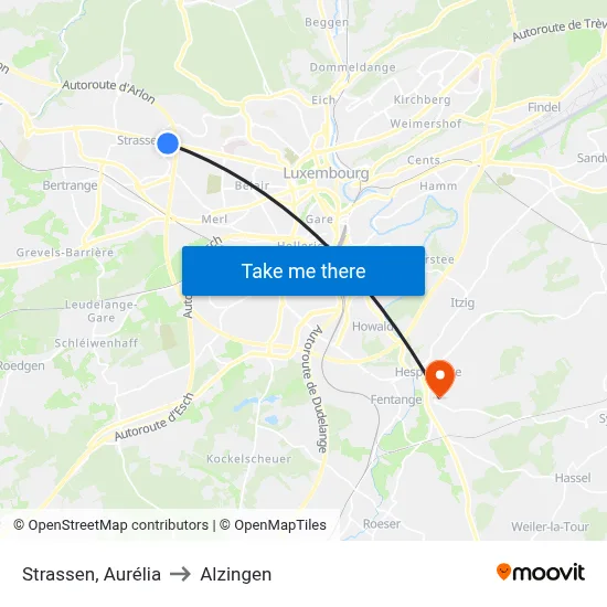 Strassen, Aurélia to Alzingen map