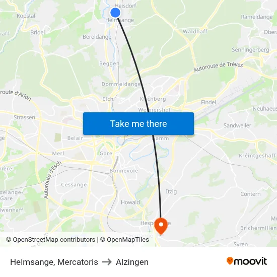 Helmsange, Mercatoris to Alzingen map