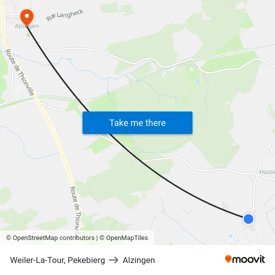 Weiler-La-Tour, Pekebierg to Alzingen map
