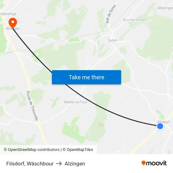 Filsdorf, Wäschbour to Alzingen map