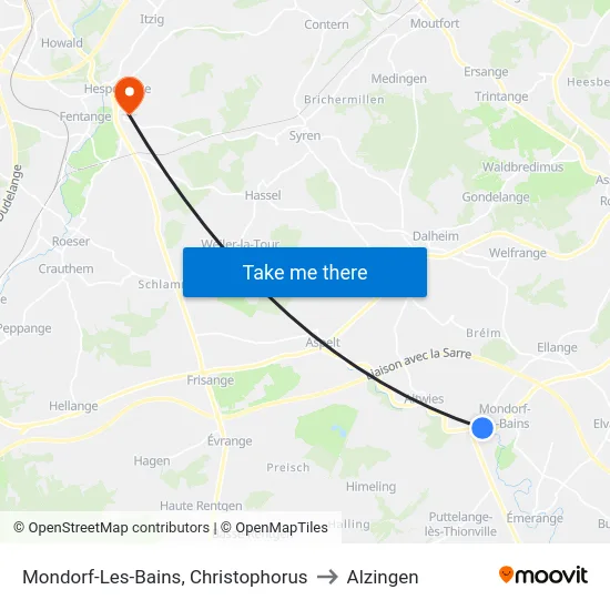 Mondorf-Les-Bains, Christophorus to Alzingen map