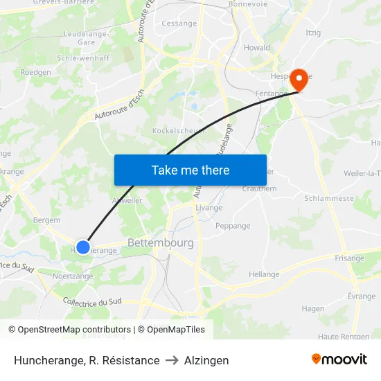 Huncherange, R. Résistance to Alzingen map
