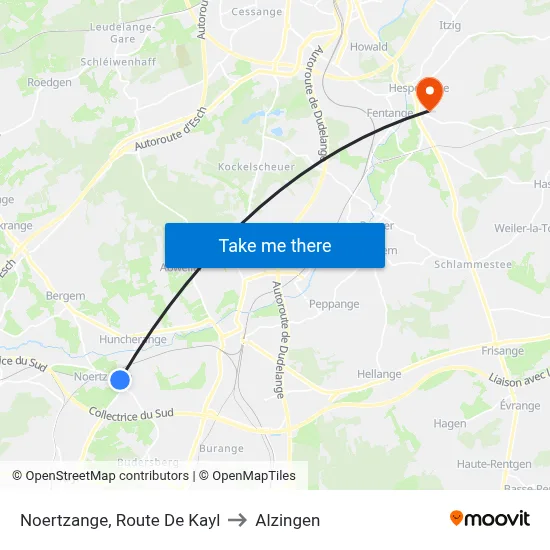 Noertzange, Route De Kayl to Alzingen map