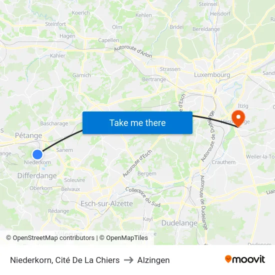 Niederkorn, Cité De La Chiers to Alzingen map
