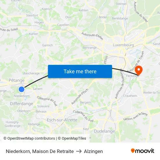 Niederkorn, Maison De Retraite to Alzingen map