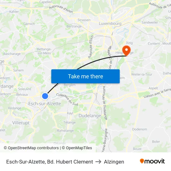 Esch-Sur-Alzette, Bd. Hubert Clement to Alzingen map