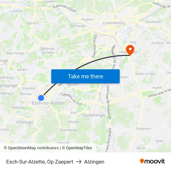 Esch-Sur-Alzette, Op Zaepert to Alzingen map