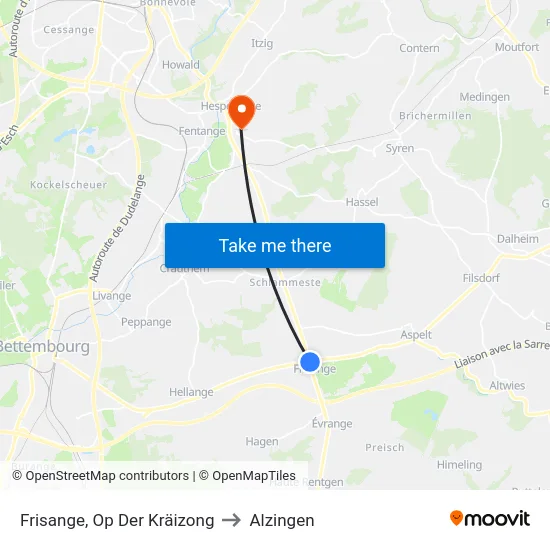 Frisange, Op Der Kräizong to Alzingen map