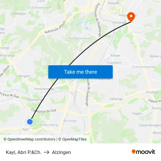 Kayl, Abri P.&Ch. to Alzingen map