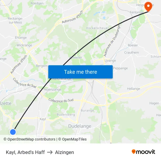 Kayl, Arbed's Haff to Alzingen map