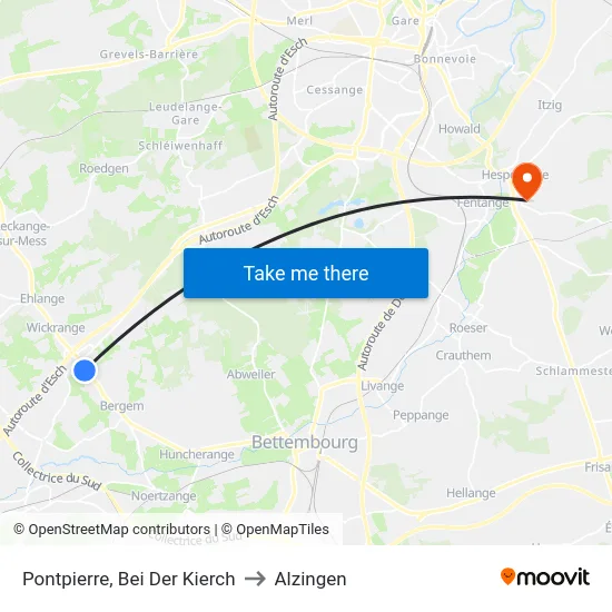 Pontpierre, Bei Der Kierch to Alzingen map