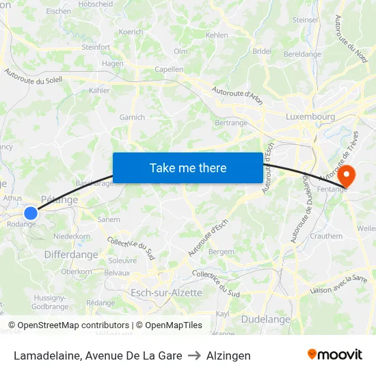 Lamadelaine, Avenue De La Gare to Alzingen map