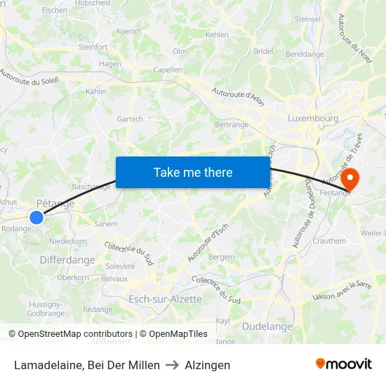 Lamadelaine, Bei Der Millen to Alzingen map