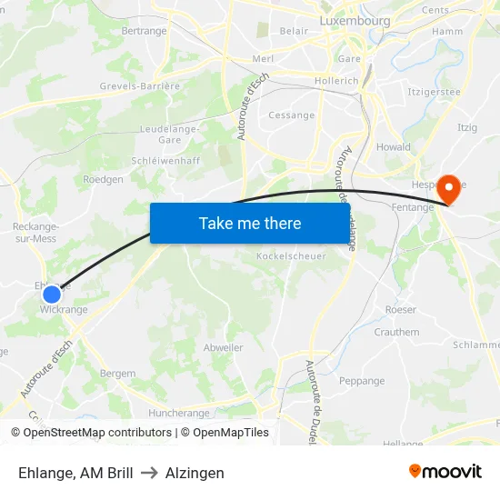 Ehlange, AM Brill to Alzingen map