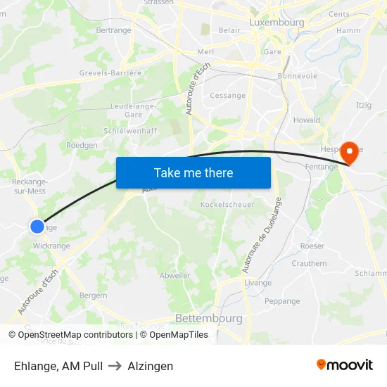 Ehlange, AM Pull to Alzingen map