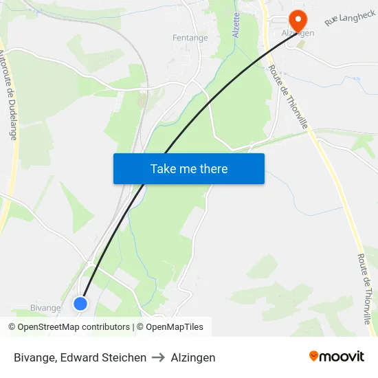 Bivange, Edward Steichen to Alzingen map