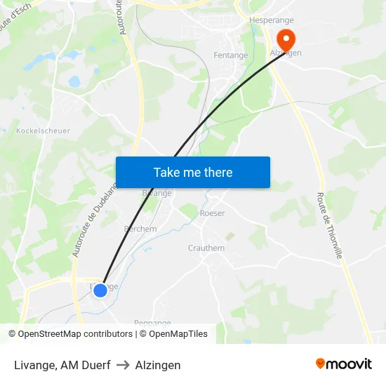 Livange, AM Duerf to Alzingen map