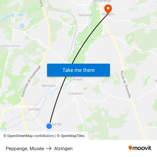 Peppange, Musée to Alzingen map