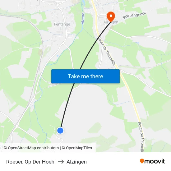 Roeser, Op Der Hoehl to Alzingen map