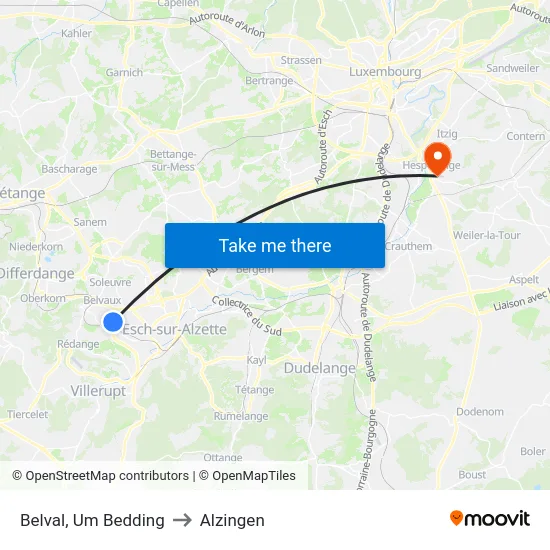 Belval, Um Bedding to Alzingen map