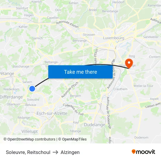 Soleuvre, Reitschoul to Alzingen map