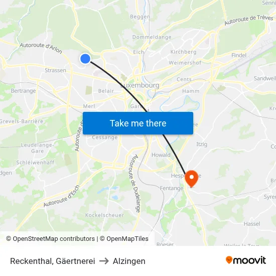 Reckenthal, Gäertnerei to Alzingen map
