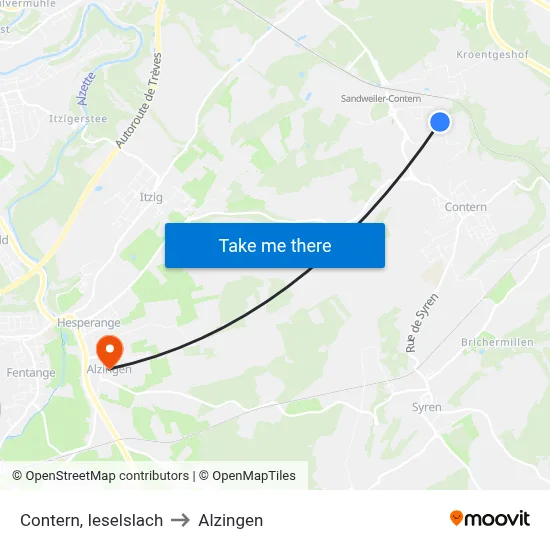 Contern, Ieselslach to Alzingen map