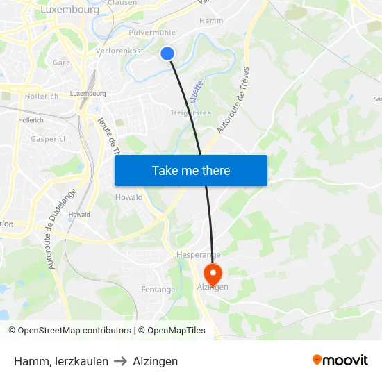 Hamm, Ierzkaulen to Alzingen map