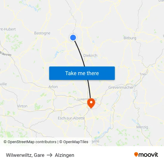 Wilwerwiltz, Gare to Alzingen map