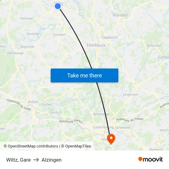 Wiltz, Gare to Alzingen map
