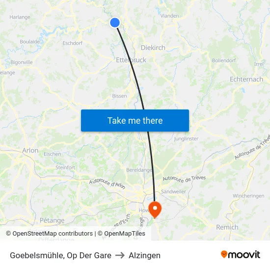 Goebelsmühle, Op Der Gare to Alzingen map