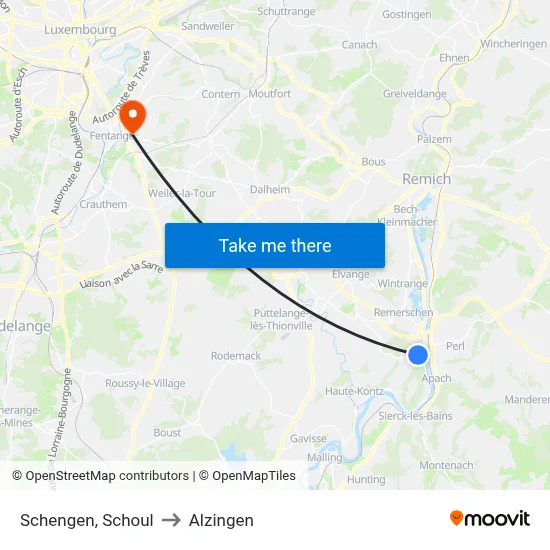 Schengen, Schoul to Alzingen map