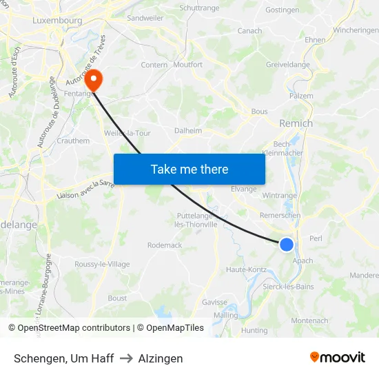 Schengen, Um Haff to Alzingen map