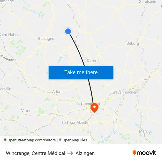 Wincrange, Centre Médical to Alzingen map