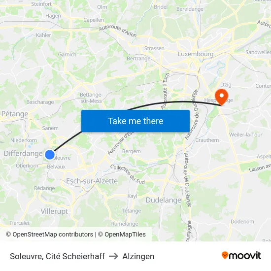 Soleuvre, Cité Scheierhaff to Alzingen map