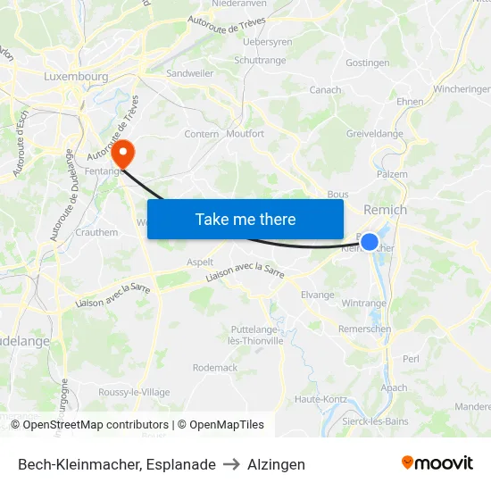 Bech-Kleinmacher, Esplanade to Alzingen map