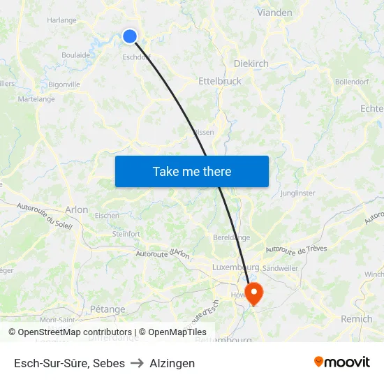 Esch-Sur-Sûre, Sebes to Alzingen map
