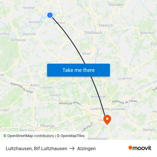 Lultzhausen, Bif.Lultzhausen to Alzingen map
