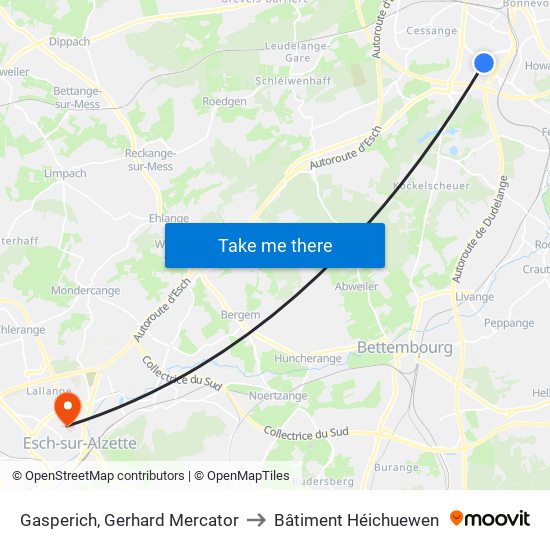Gasperich, Gerhard Mercator to Bâtiment Héichuewen map