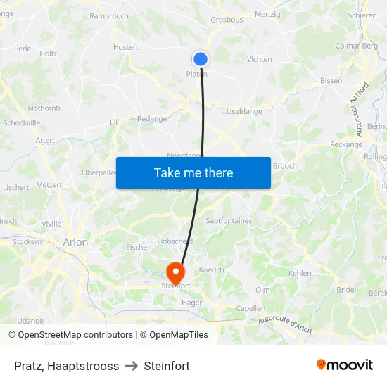 Pratz, Haaptstrooss to Steinfort map