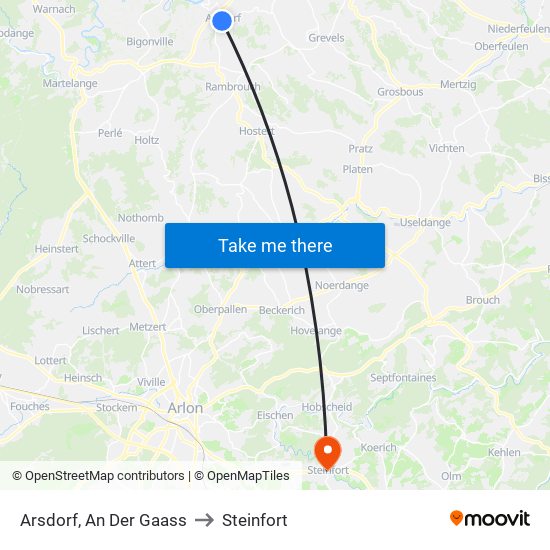 Arsdorf, An Der Gaass to Steinfort map