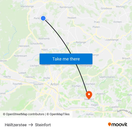 Héiltzerstee to Steinfort map