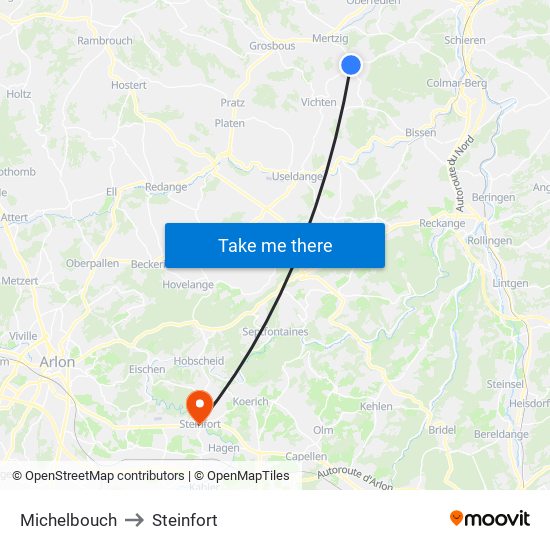 Michelbouch to Steinfort map