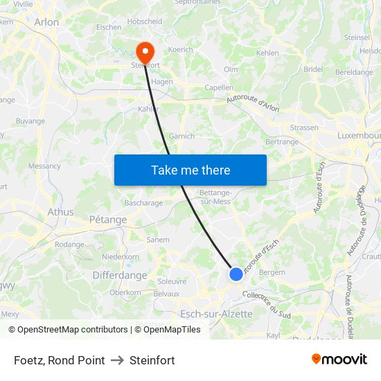 Foetz, Rond Point to Steinfort map