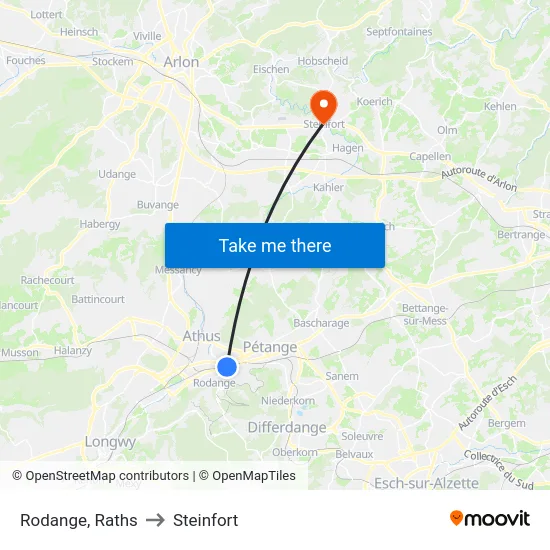 Rodange, Raths to Steinfort map