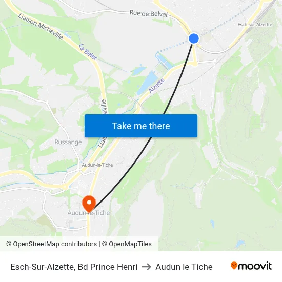 Esch-Sur-Alzette, Bd Prince Henri to Audun le Tiche map