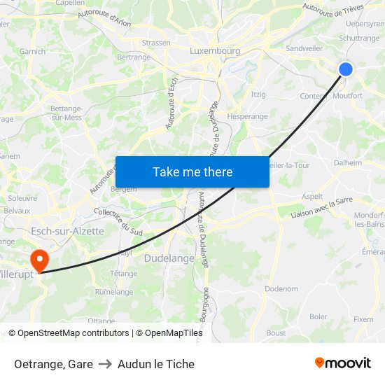 Oetrange, Gare to Audun le Tiche map